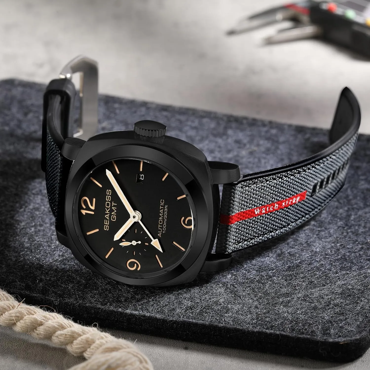GMT Watches for Men Automatic 45MM Date 10ATM Waterproof Seagull ST2557 Movement Luminous Stainless Steel Sapphire Glass Mechanical Wristwatches S8441