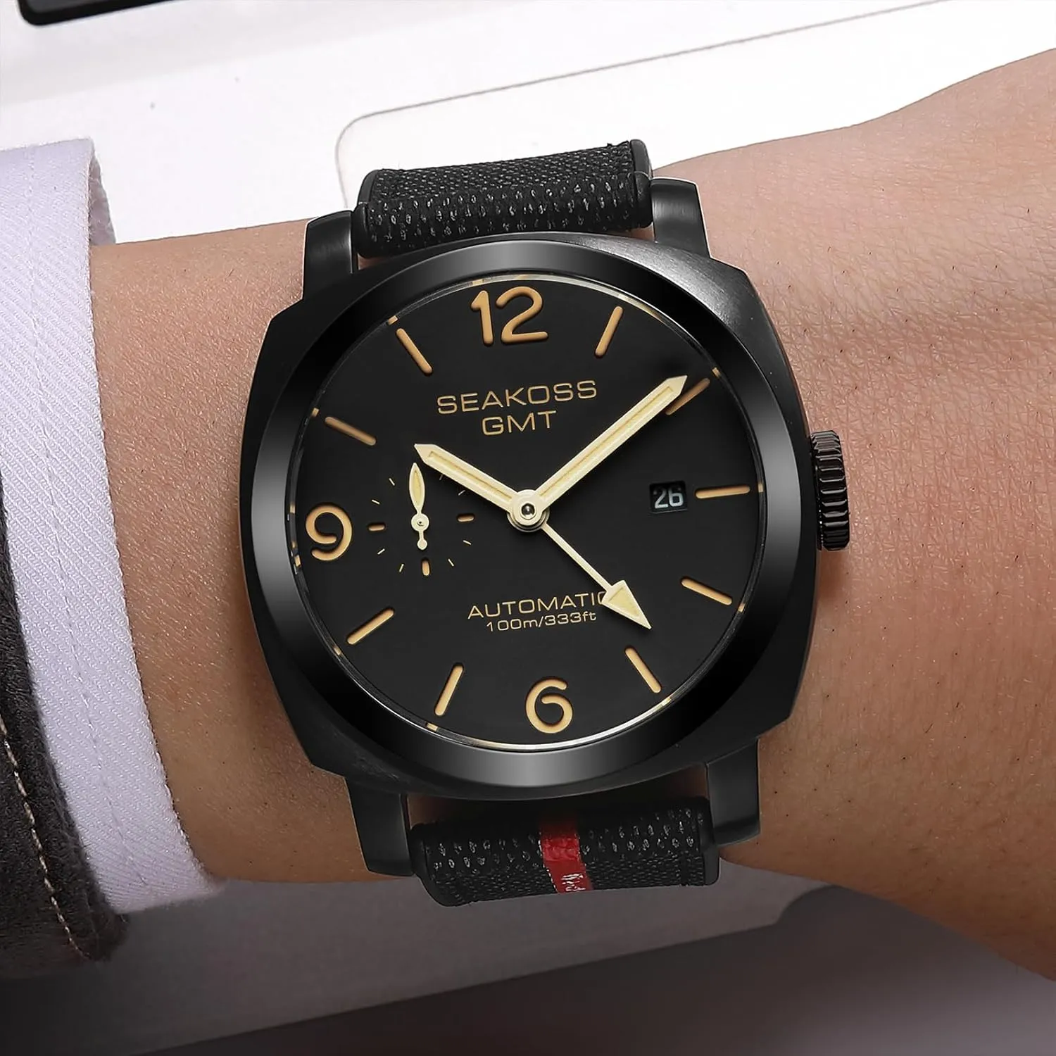 GMT Watches for Men Automatic 45MM Date 10ATM Waterproof Seagull ST2557 Movement Luminous Stainless Steel Sapphire Glass Mechanical Wristwatches S8441