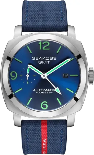 GMT Watches for Men Automatic 45MM Date 10ATM Waterproof Seagull ST2557 Movement Luminous Stainless Steel Sapphire Glass Mechanical Wristwatches S8441