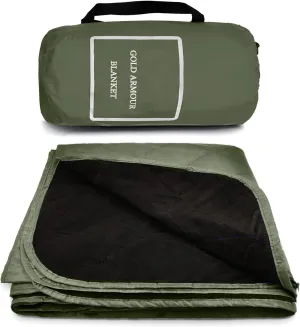 Gold Armour Camping Blanket - Large Stadium Blanket for Cold Weather, Camping Blanket and Throws, Packable Waterproof Windproof, Premium Blanket for Beach, Picnic, Camping, Stadium (OD Green)