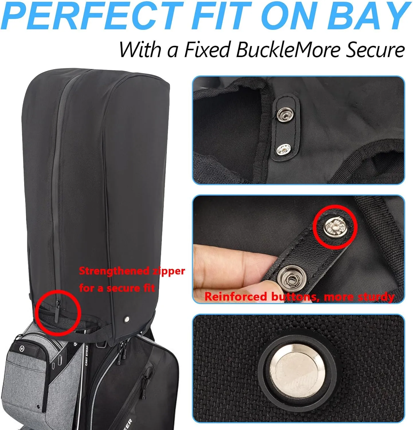 Golf Bag Cover,Golf Bag Rain Hood,Club Waterproof Covers Accessories Caddy Head Protector,Accessory Zipper Protective Dustproof Top Rainproof for Mens Women Golfer,Tour,Stand Bags (Black Pro Edition)