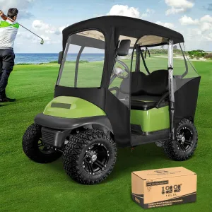 Golf Cart Enclosure for Club Car DS, Precedent,Onward & Tempo,2 Passenger Golf Cart Cover 4 Sides Zipper Doors Portable 360°Panoramic Transparent Window (Club Car DS Precedent)