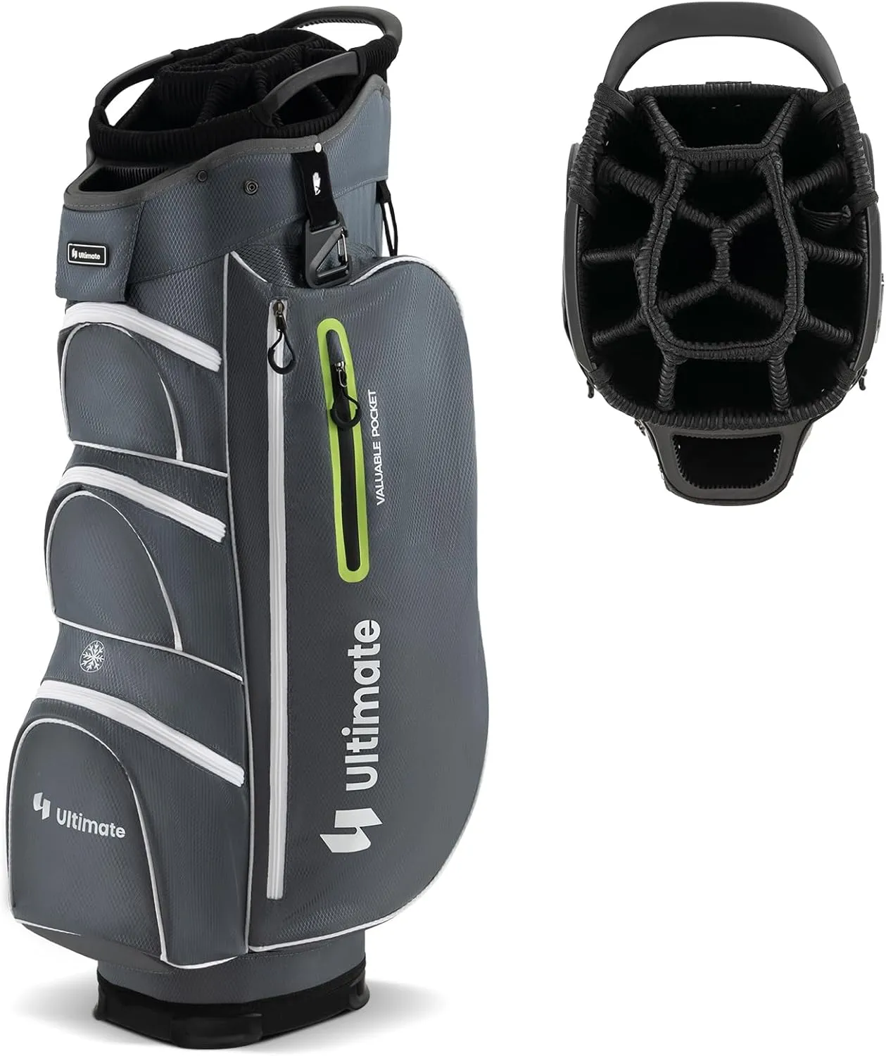 Goplus Golf Cart Bag with 15-Way Top Dividers, Golf Club Bag with 7 Zippered Pockets, Cooler Bag, Rain Hood, Umbrella Holder, Shoulder Strap, Lightweight Golf Bag for Men Women