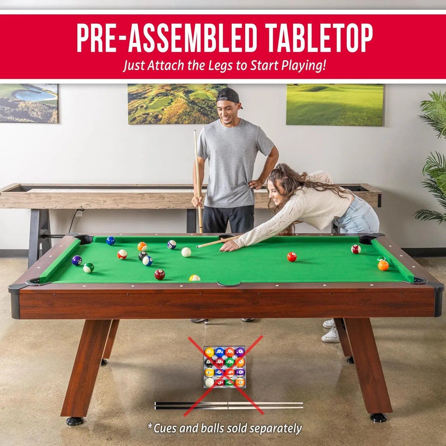 GoSports 7 ft Pool Tables with Wood Finish - Gray or Green Felt - Billiards Game Room Table for Adults & Family - Accessories Not Included