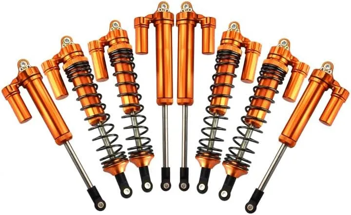 GPM For Traxxas Unlimited Desert Racer 4X4 (#85076-4) Upgrade Parts Aluminum Front Rear L-Shape Piggy Back Damper - 8Pc Set Orange