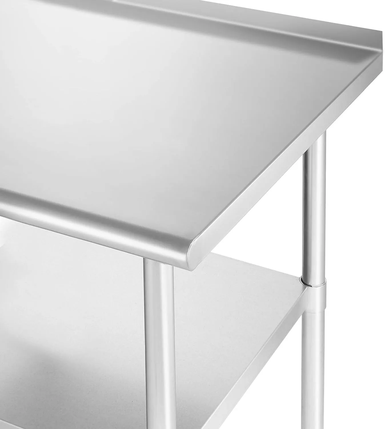 GRIDMANN Stainless Steel Kitchen Prep Table 72 x 30 Inches with Backsplash & Under Shelf, NSF Commercial Work Table for Restaurant and Home