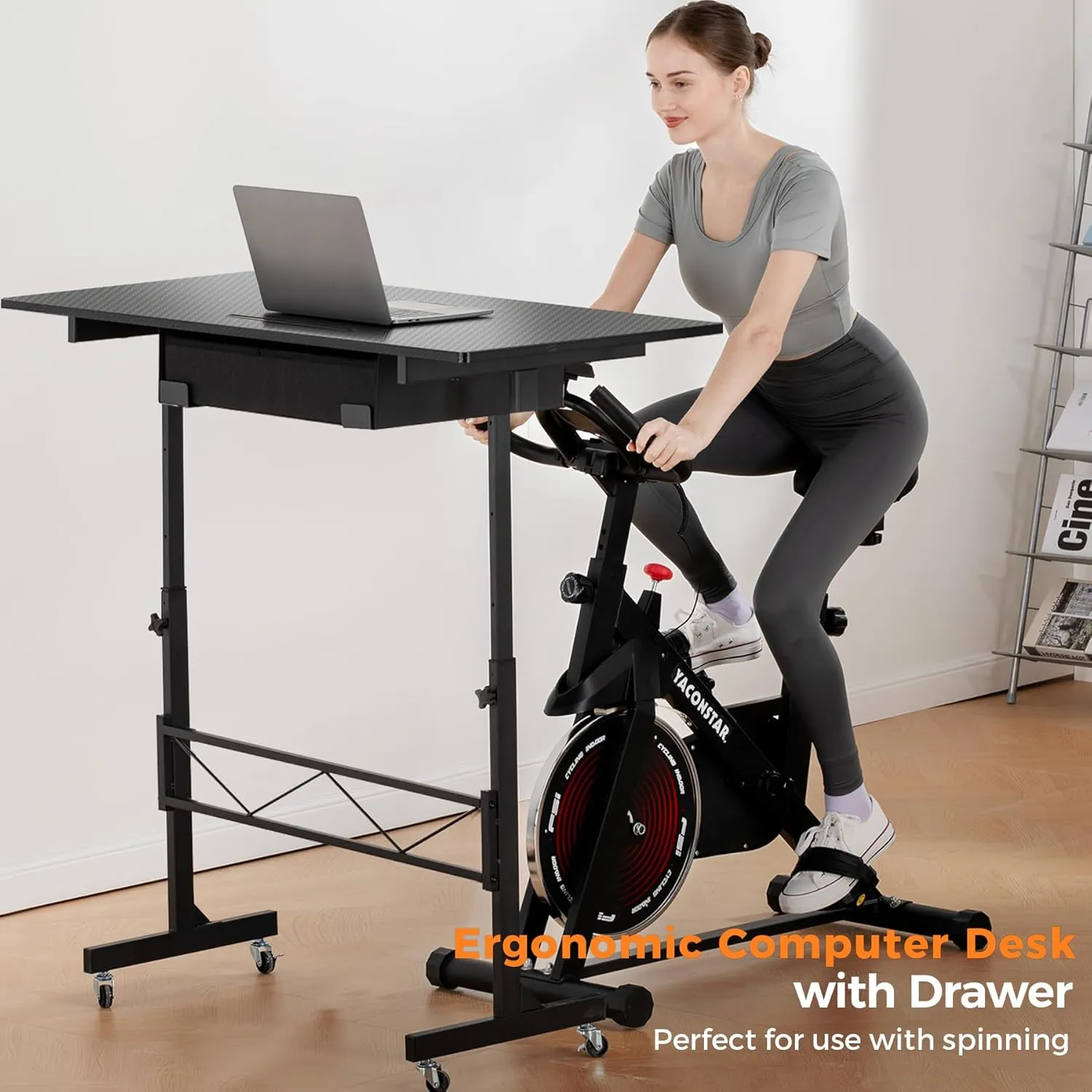 GTRACING Small Standing Desk Adjustable Height Small Computer Desk Mobile Portable Rolling Laptop Table with Wheels 32" Computer Workstation Sit Stand Desks Portable Standing Table Treadmill desks