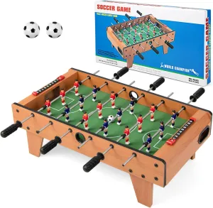 GYMAX Foosball Table, 27" Table Top Foosball with 2 Footballs, Mini Foosball Table for Kids, Game Room, Family Night, Wooden