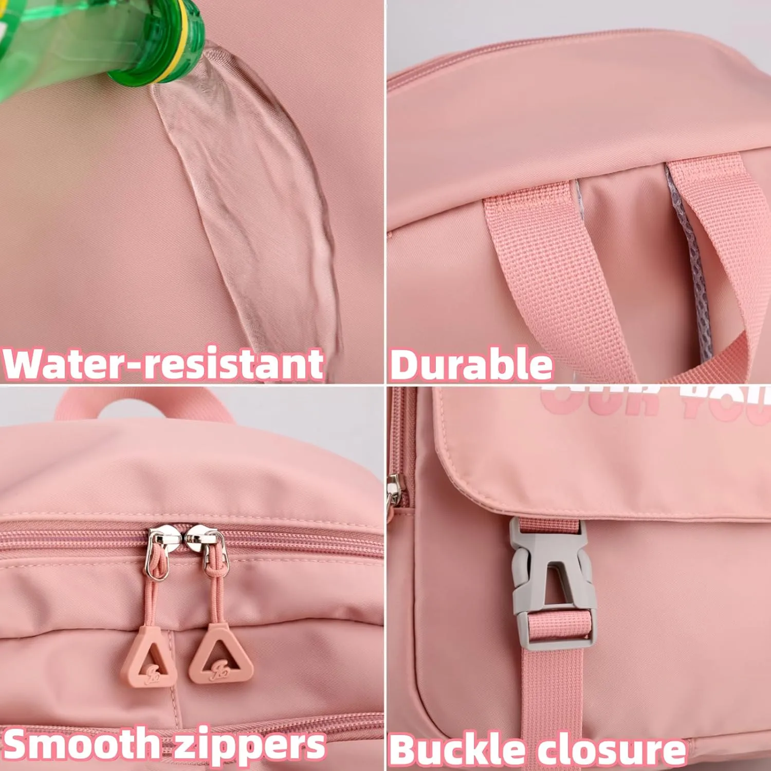 H HIKKER-LINK Laptop Backpack Stylish Casual Backpack Shoulder Bag Daypack Rucksack Pink
