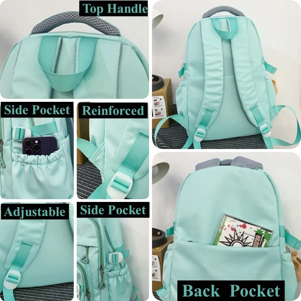 H HIKKER-LINK Laptop Backpack Stylish Casual Backpack Shoulder Bag Daypack Rucksack Pink
