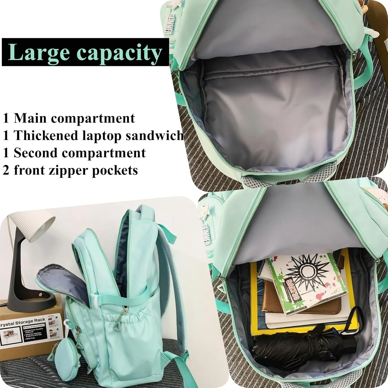 H HIKKER-LINK Laptop Backpack Stylish Casual Backpack Shoulder Bag Daypack Rucksack Pink
