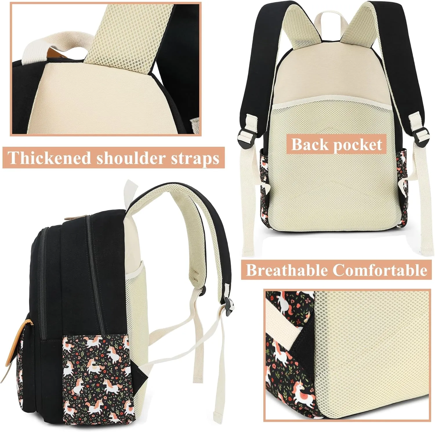 H HIKKER-LINK Laptop Backpack Stylish Casual Backpack Shoulder Bag Daypack Rucksack Pink