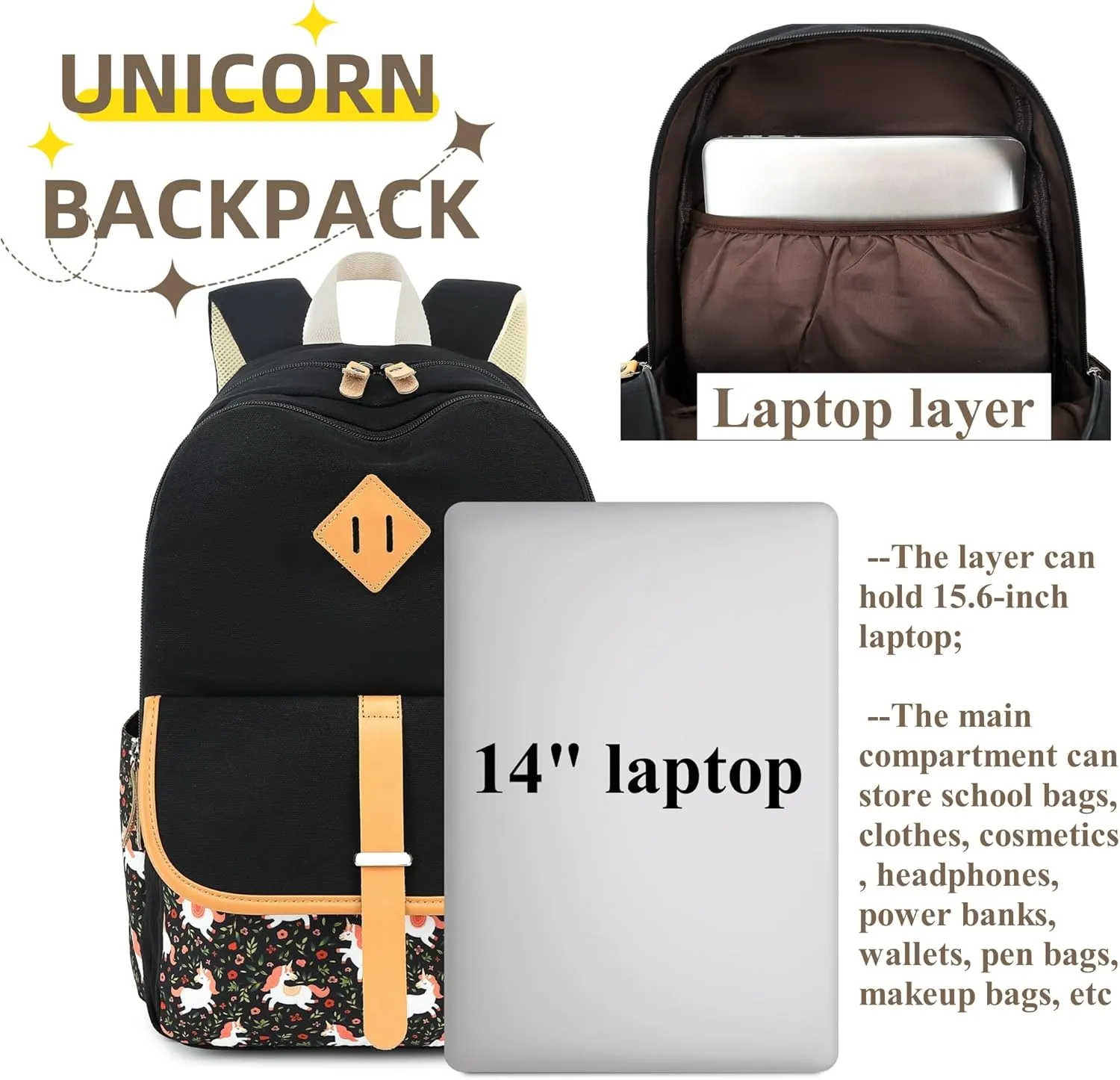 H HIKKER-LINK Laptop Backpack Stylish Casual Backpack Shoulder Bag Daypack Rucksack Pink