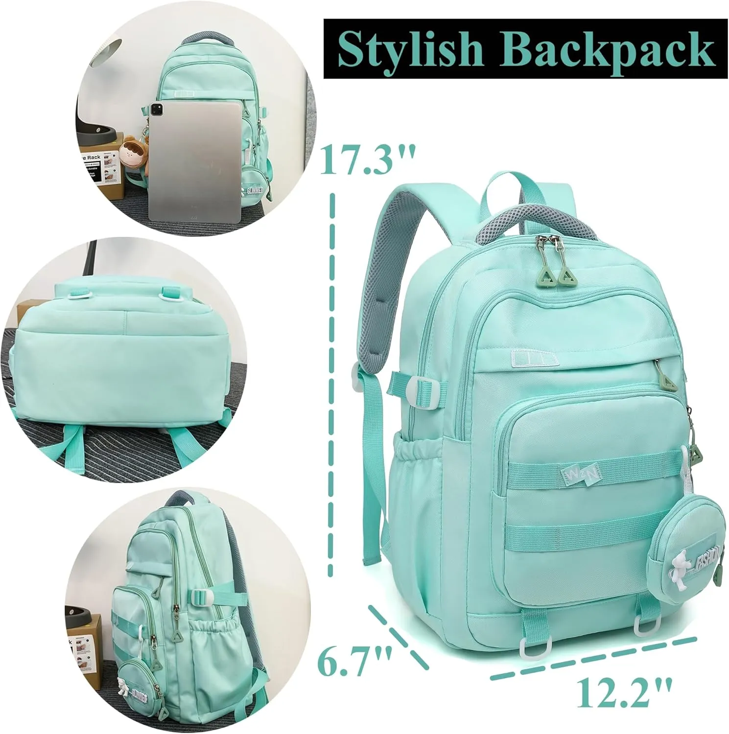 H HIKKER-LINK Laptop Backpack Stylish Casual Backpack Shoulder Bag Daypack Rucksack Pink