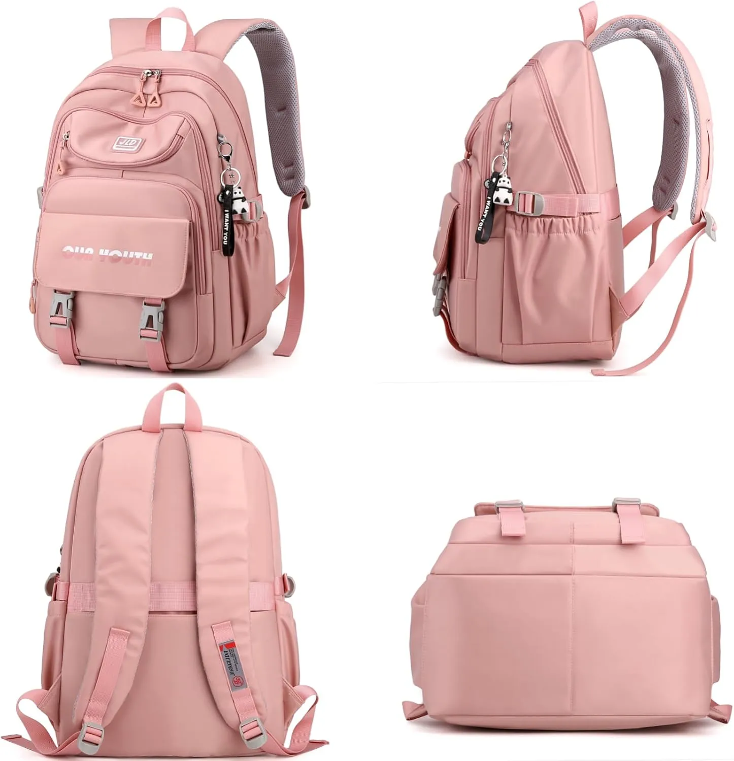 H HIKKER-LINK Laptop Backpack Stylish Casual Backpack Shoulder Bag Daypack Rucksack Pink