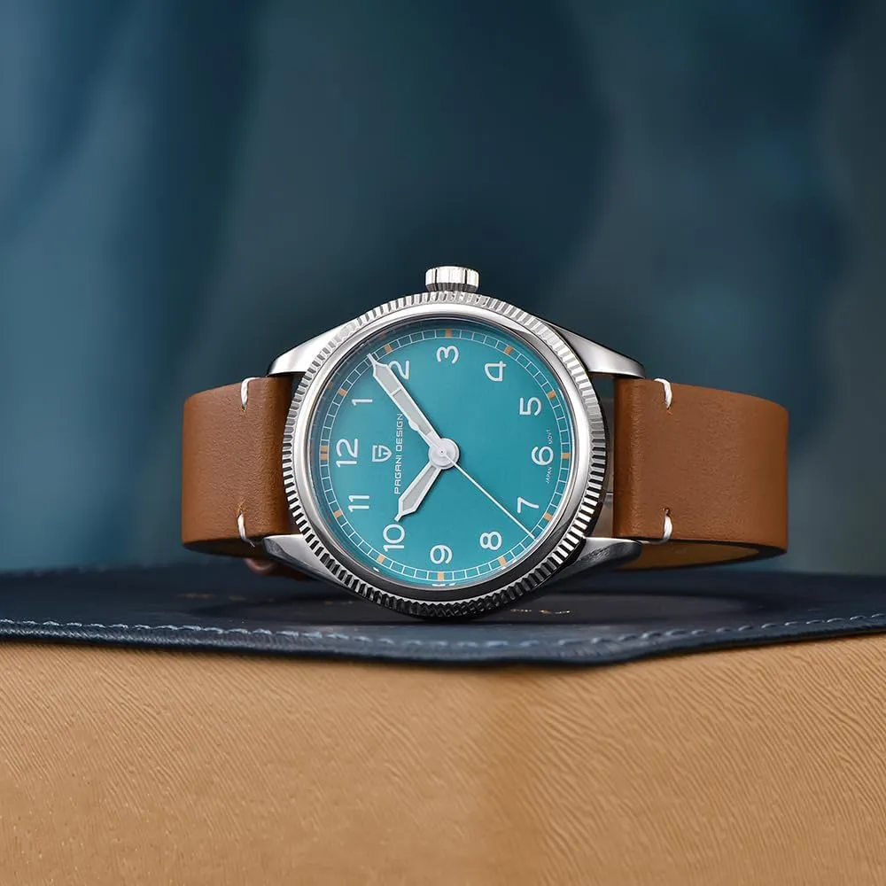 HaiQin Pagani Design 1765 Men's Quartz Watch Japanese Movement Synthetic Sapphire Leather Strap Screw-Down Large Crown Waterproof Vintage Casual Business Analog WristWatches