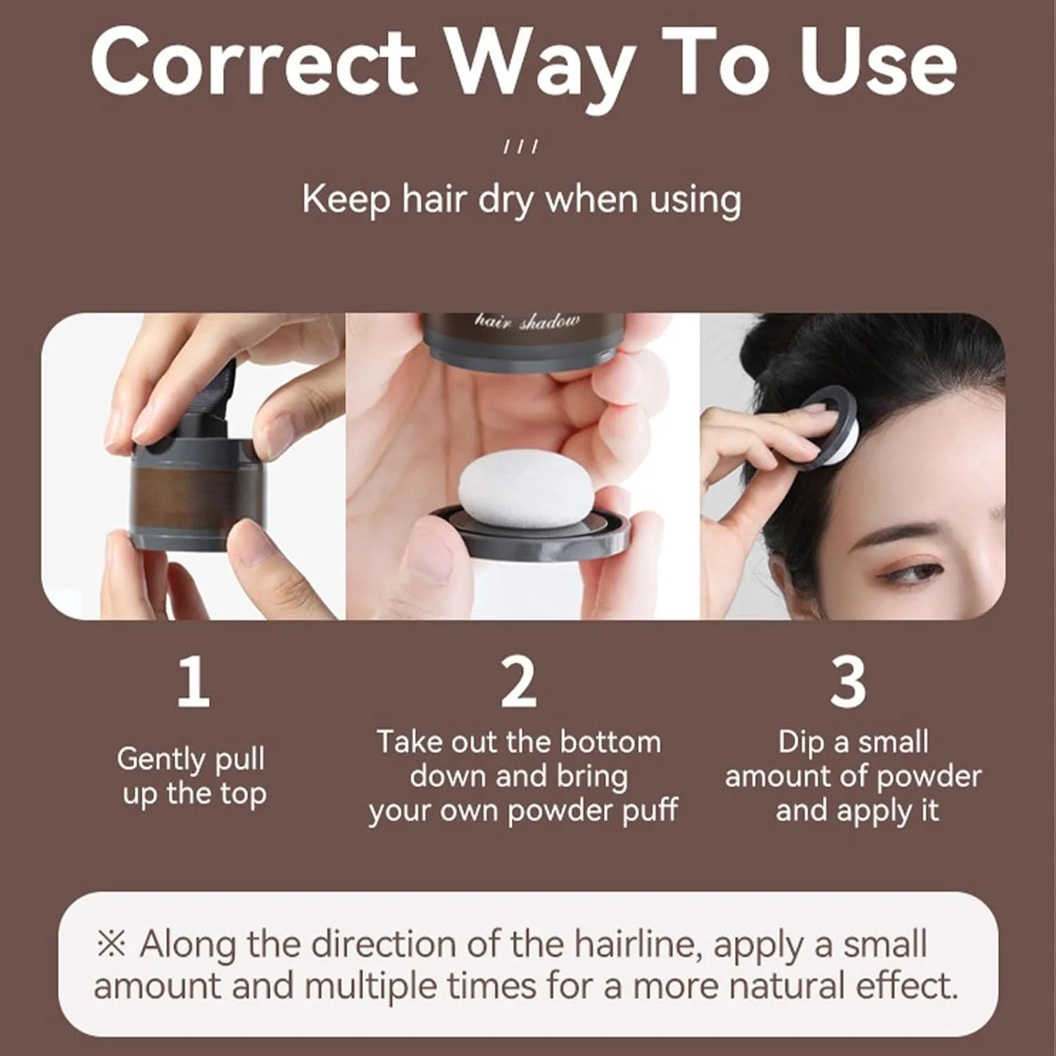 Hairbear Hair Filler, Hairbear Hair Filler Powder, Hairbear Root Cover up, Hairline Shadow Powder, Instant Coverage for Thinning Hair-#01 Ash Brown