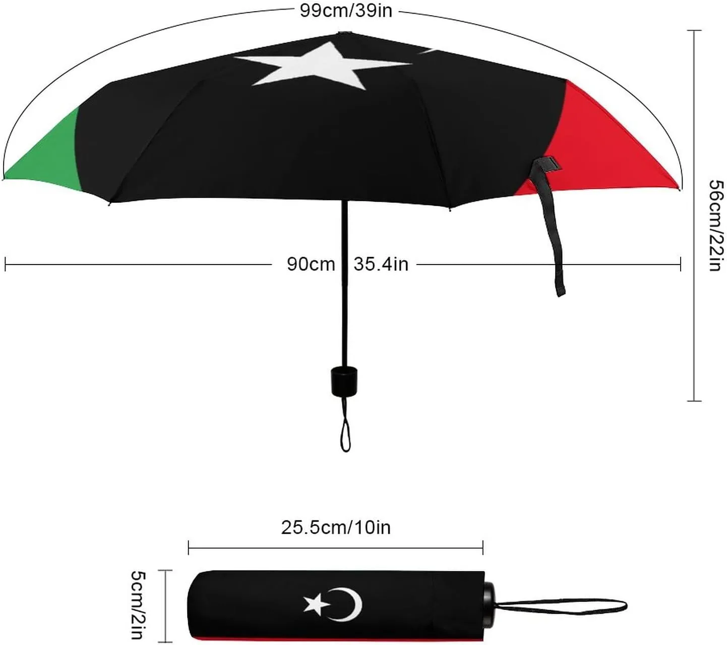 Haiti Flag Portable Automatic Switch Folding Umbrella Manual Sunshade Anti-UV Travel Umbrella Rainproof And Windproof Suitable for Men And Women