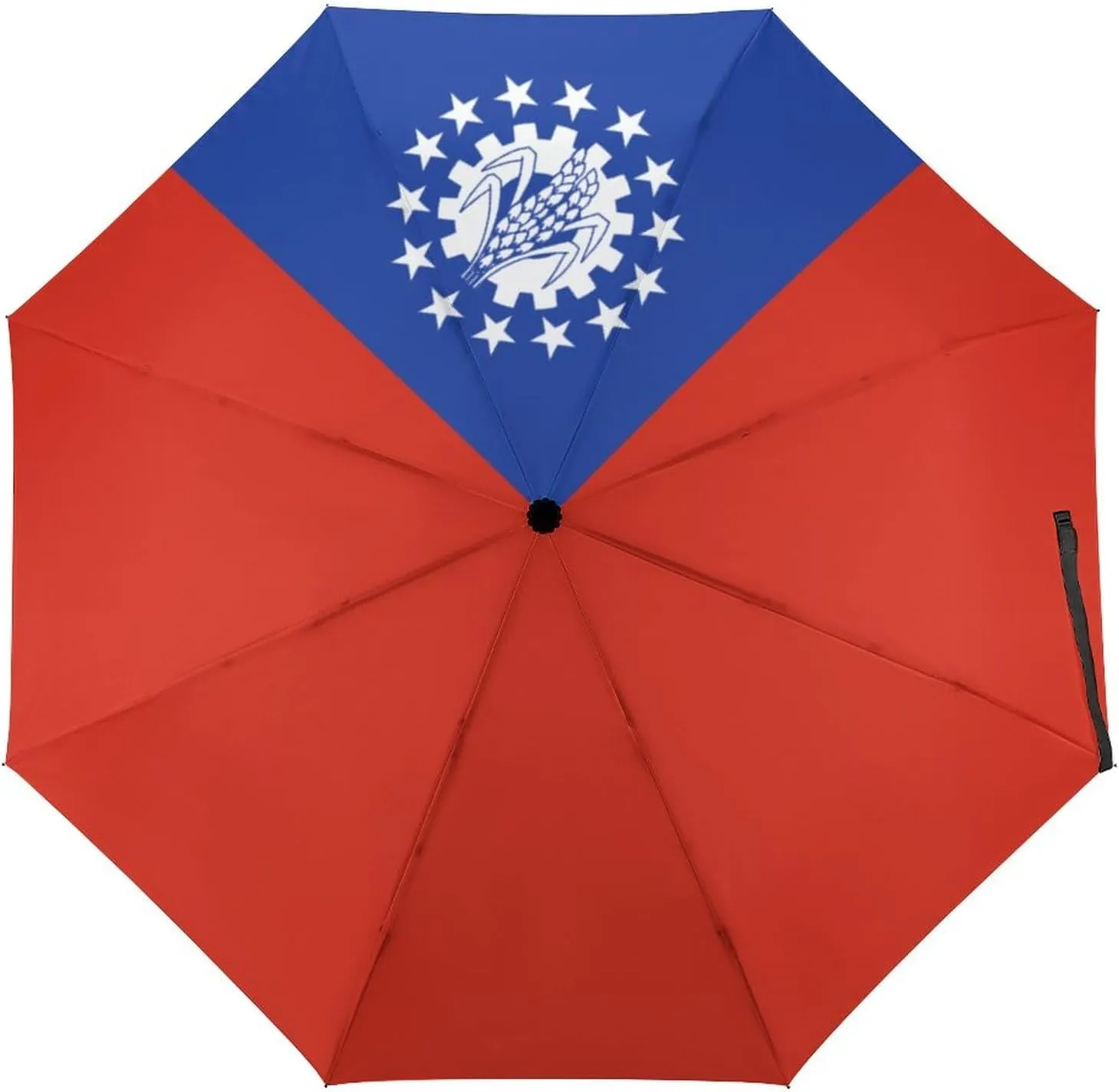 Haiti Flag Portable Automatic Switch Folding Umbrella Manual Sunshade Anti-UV Travel Umbrella Rainproof And Windproof Suitable for Men And Women