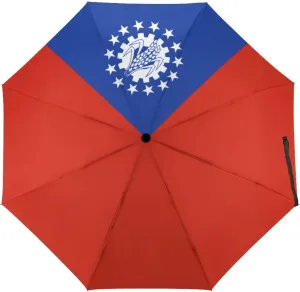 Haiti Flag Portable Automatic Switch Folding Umbrella Manual Sunshade Anti-UV Travel Umbrella Rainproof And Windproof Suitable for Men And Women