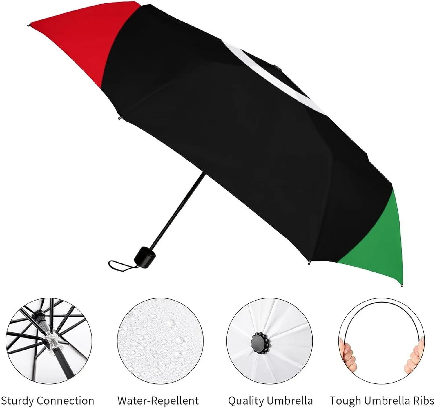 Haiti Flag Portable Automatic Switch Folding Umbrella Manual Sunshade Anti-UV Travel Umbrella Rainproof And Windproof Suitable for Men And Women