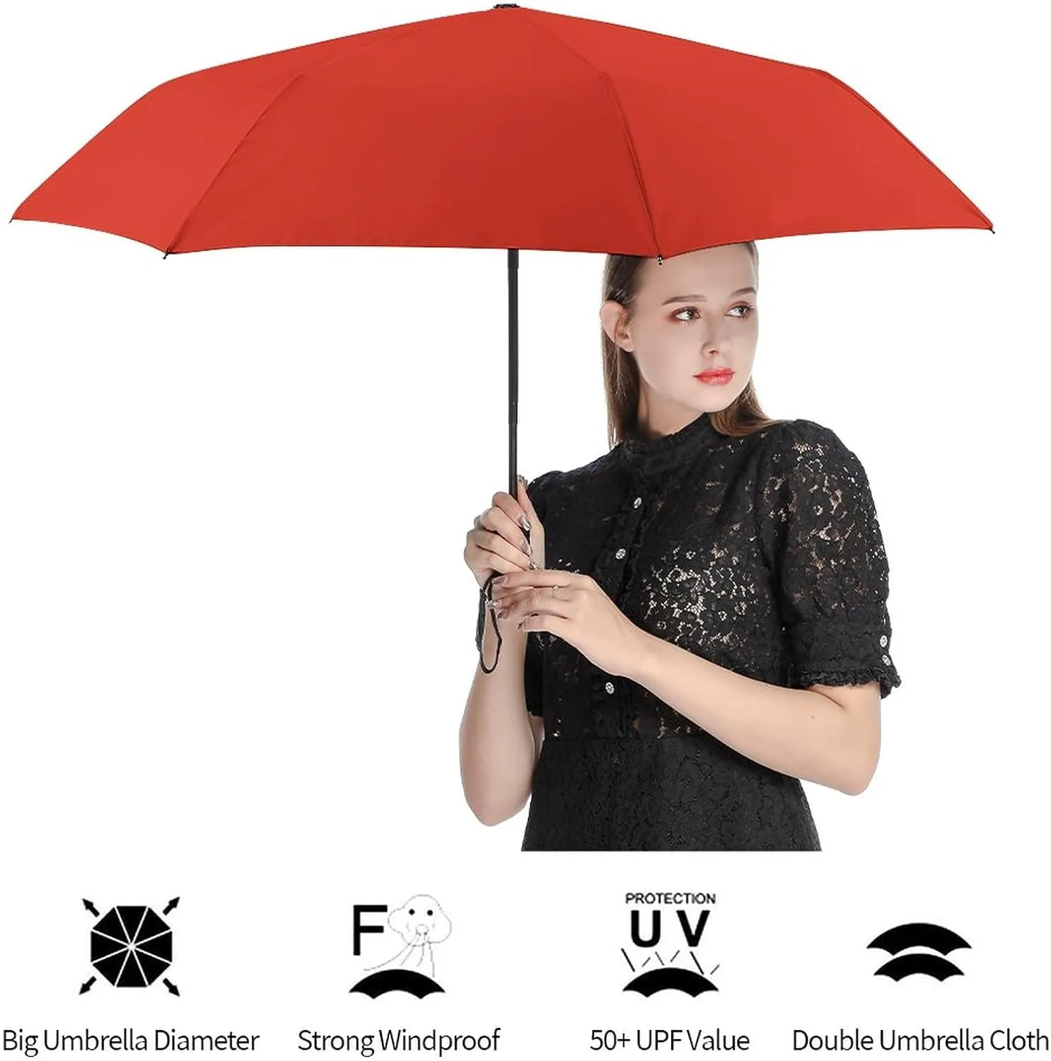 Haiti Flag Portable Automatic Switch Folding Umbrella Manual Sunshade Anti-UV Travel Umbrella Rainproof And Windproof Suitable for Men And Women