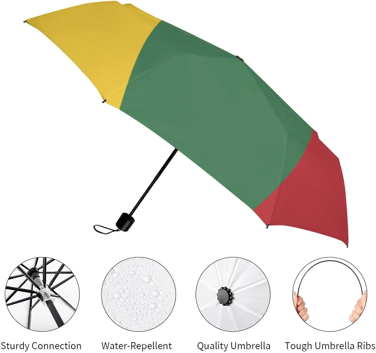 Haiti Flag Portable Automatic Switch Folding Umbrella Manual Sunshade Anti-UV Travel Umbrella Rainproof And Windproof Suitable for Men And Women