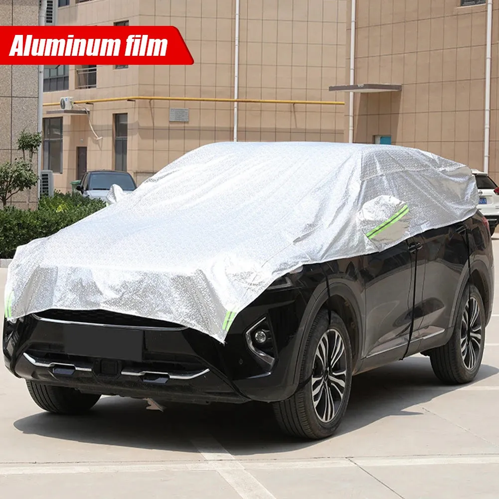Half Car Cover Waterproof Outdoor Cover Oxford Sun Rain UV Protection Weather Proof Car Cover Universal for Hatchback SUV Sedan