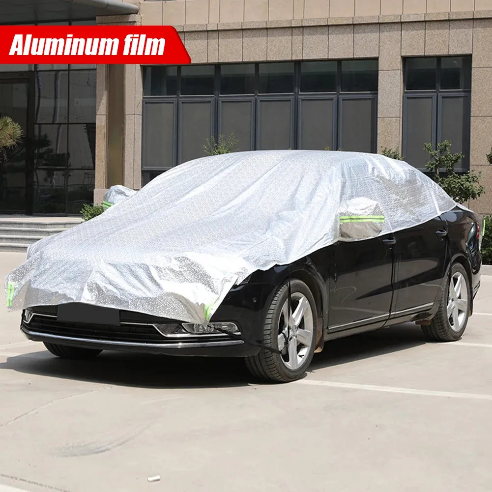 Half Car Cover Waterproof Outdoor Cover Oxford Sun Rain UV Protection Weather Proof Car Cover Universal for Hatchback SUV Sedan