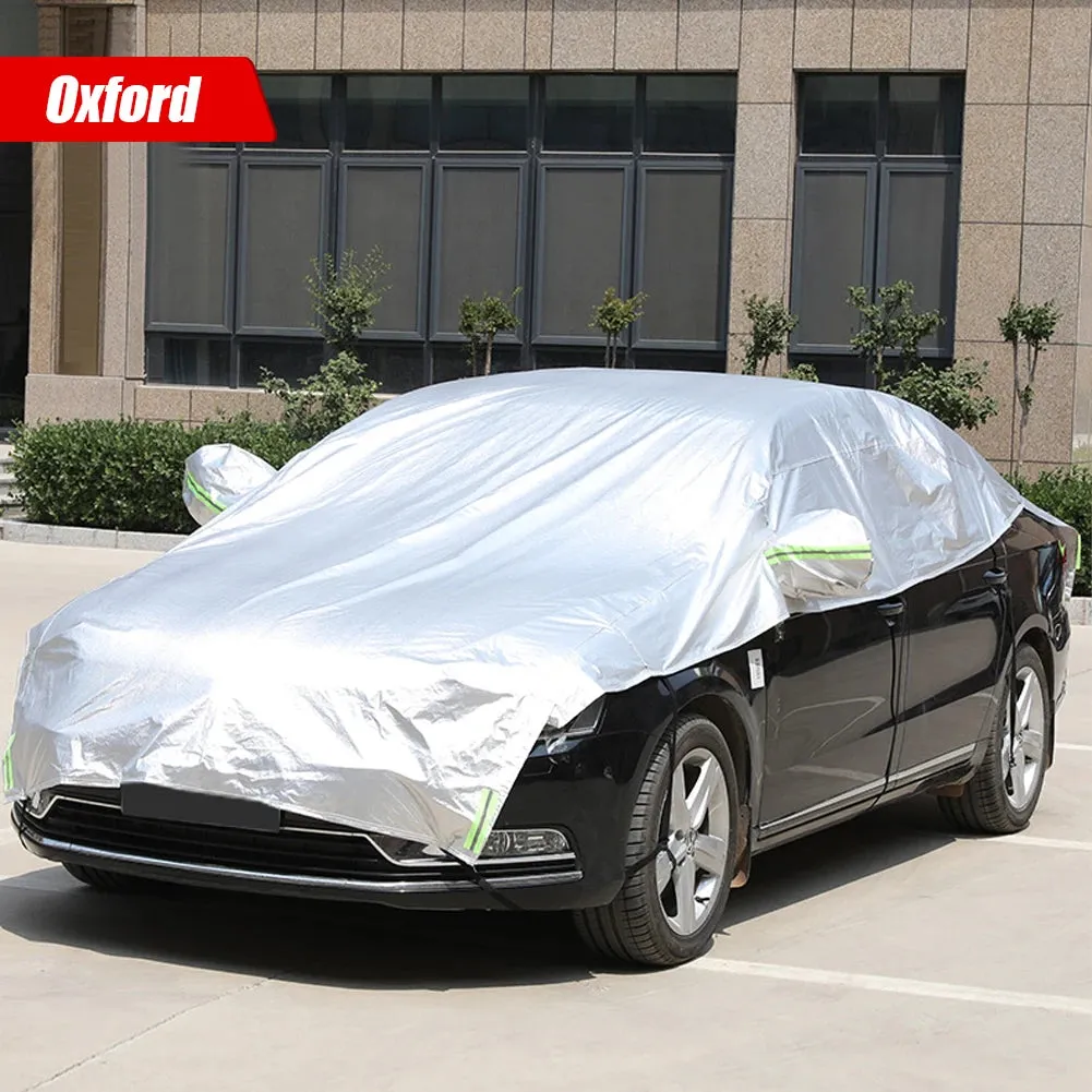 Half Car Cover Waterproof Outdoor Cover Oxford Sun Rain UV Protection Weather Proof Car Cover Universal for Hatchback SUV Sedan
