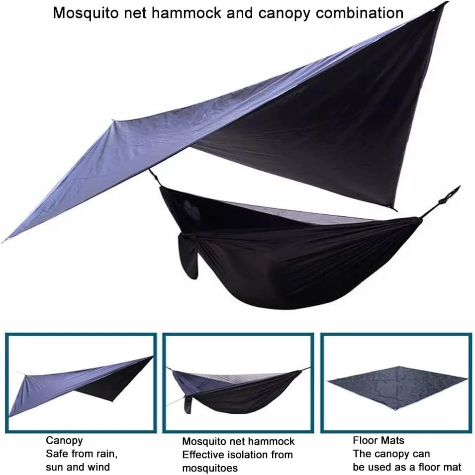 Hammock,camping Hammock,Hammock with Canopy, Sunshade, Anti-mosquito Net, Rainproof, Can Be Used by Two People, Suitable for Parks, Beaches and Camping and Other Outdoor Places(Army green)