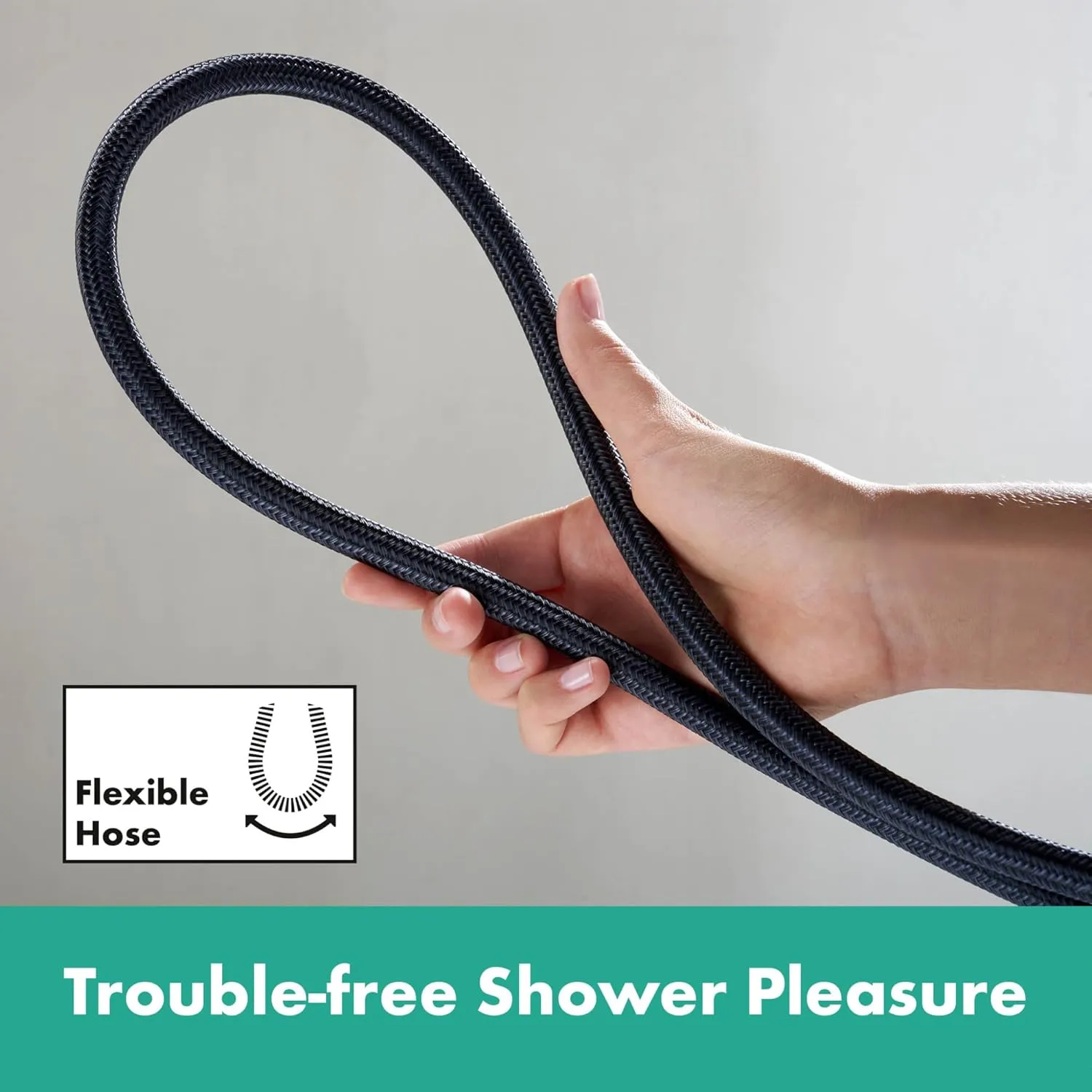 hansgrohe 28260670 DesignFlex Textile Matte Black Handshower Hose, 63-inch