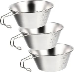 Happyyami Camping Collapsible Bowl Stainless Steel Outdoor Bowl with Scale Portable Serving Compact for Travel
