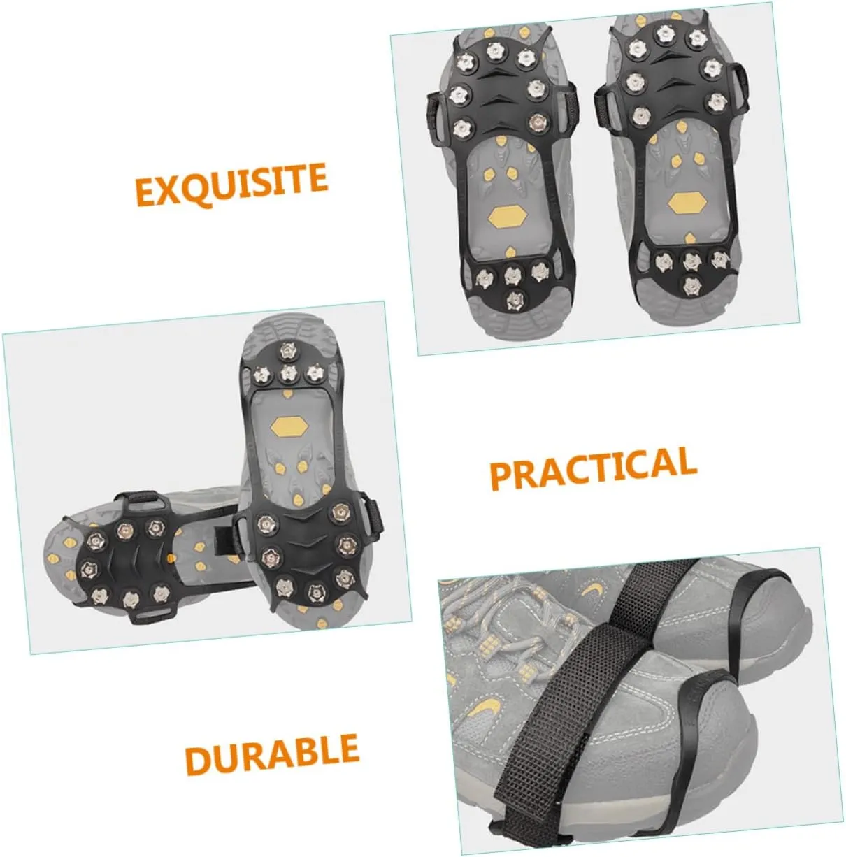 Happyyami Mountaineering Covers Ice Shoe Snow Spikes Gripper Snow Shoes Heel Protectors for Shoes Climbing