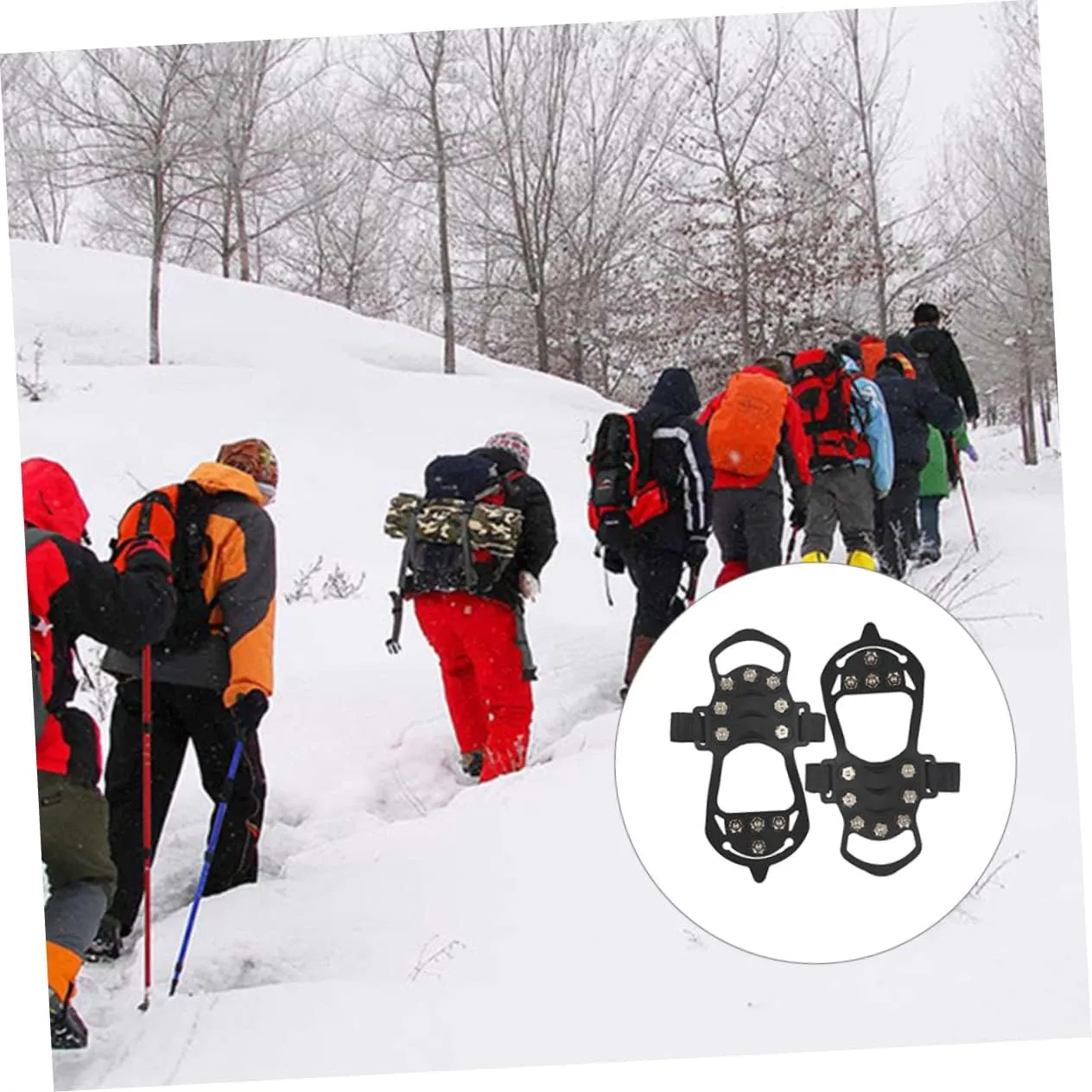 Happyyami Mountaineering Covers Ice Shoe Snow Spikes Gripper Snow Shoes Heel Protectors for Shoes Climbing
