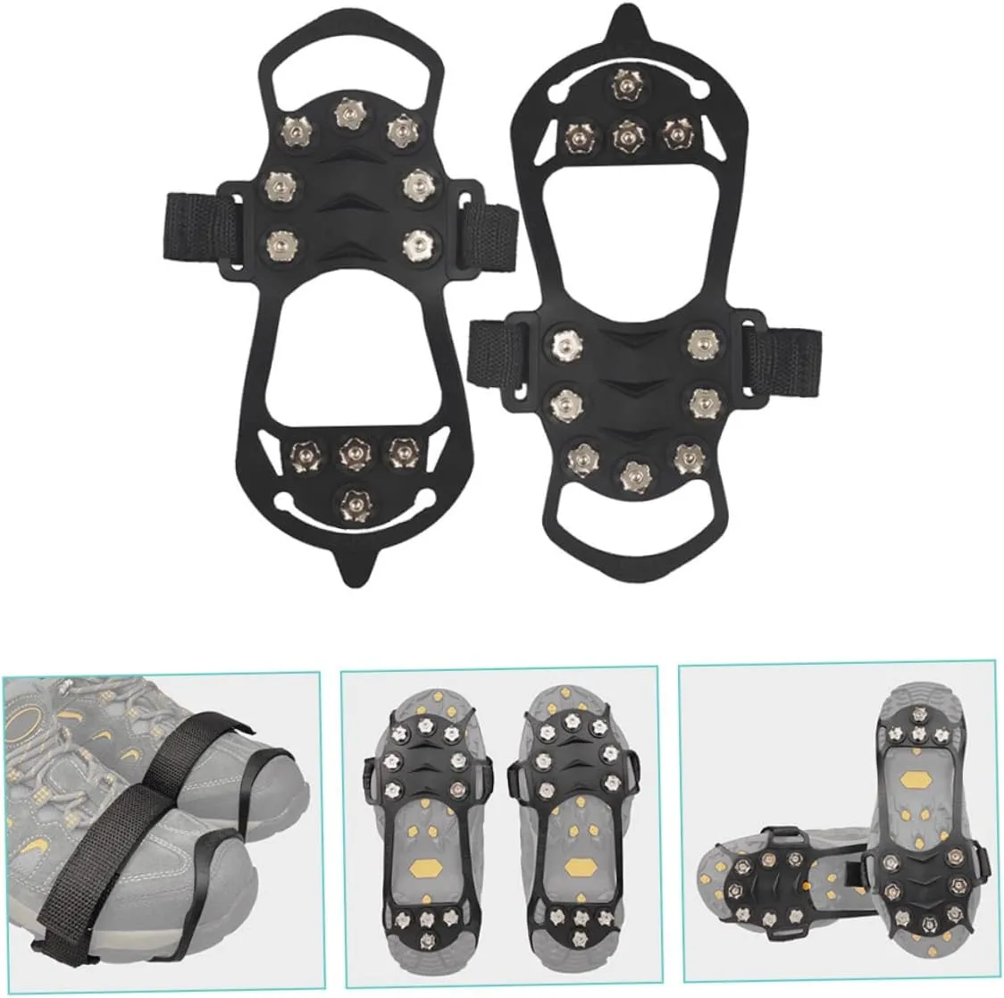 Happyyami Mountaineering Covers Ice Shoe Snow Spikes Gripper Snow Shoes Heel Protectors for Shoes Climbing