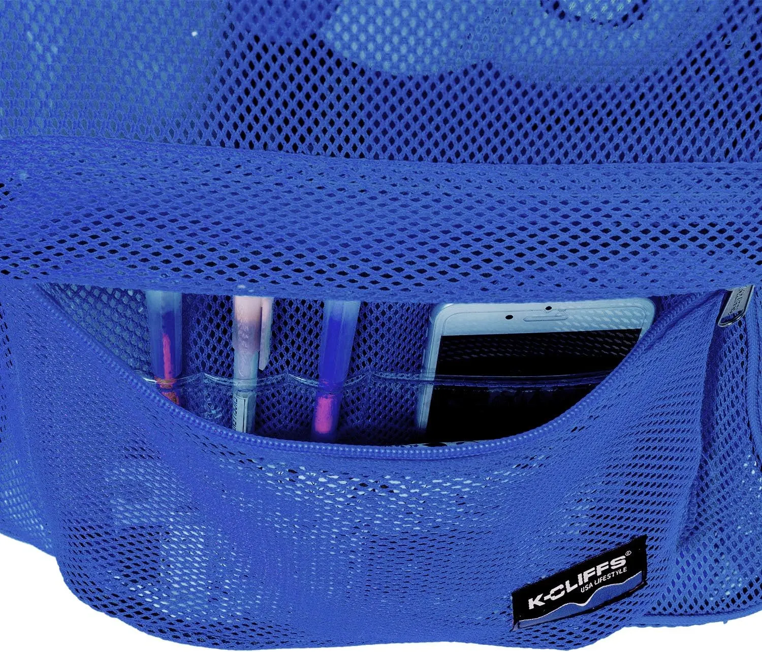 Heavy Duty Classic Gym Student Mesh See Through Netting Backpack | Padded Straps | Royal Blue