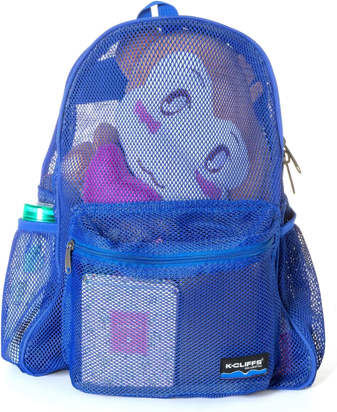 Heavy Duty Classic Gym Student Mesh See Through Netting Backpack | Padded Straps | Royal Blue