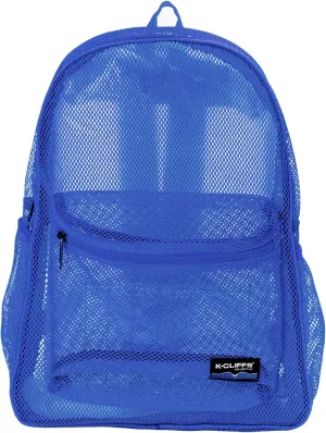 Heavy Duty Classic Gym Student Mesh See Through Netting Backpack | Padded Straps | Royal Blue