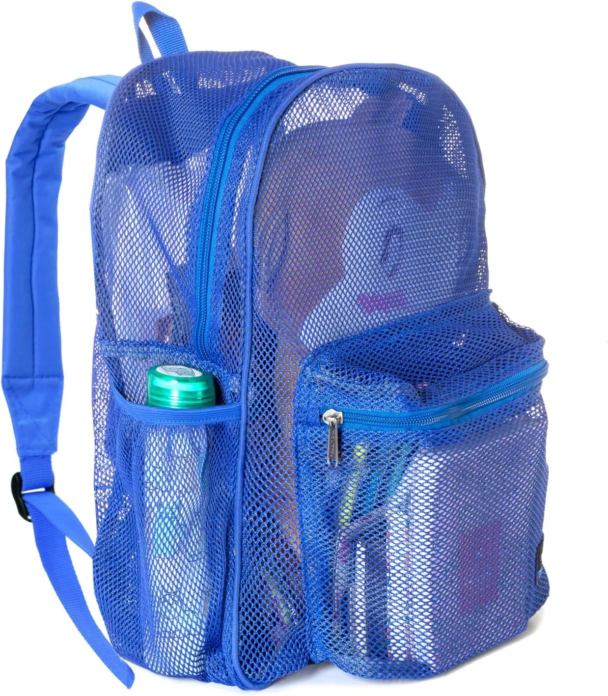 Heavy Duty Classic Gym Student Mesh See Through Netting Backpack | Padded Straps | Royal Blue