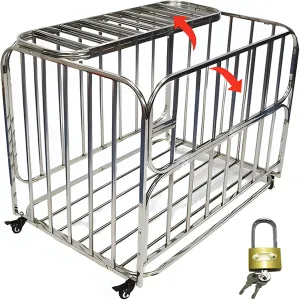 Heavy Duty Rolling Ball Cart for Volleyballs, Basketballs, Footballs - Stainless Steel Storage Cage with Lockable Wheels for Gym/School/Garage