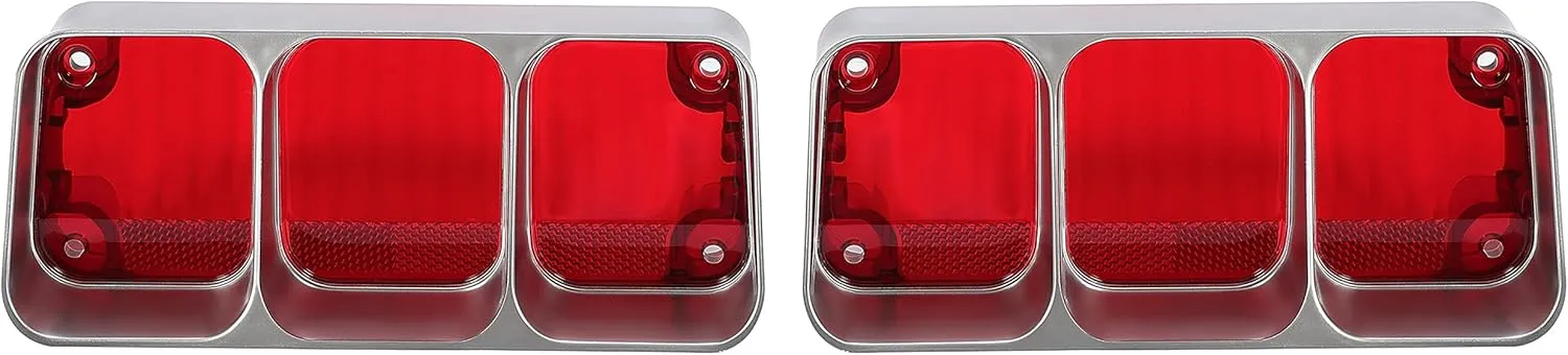 HECASA Upper Tail Light Assembly Compatible with 1972 Oldsmobile Cutlass/442/Cutlass Supreme Tail Lamps W/O Bulbs Red Lens & Silver Housing LH & RH 2Pcs