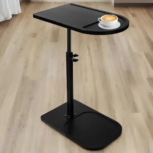 Height Adjustable Sofa Table-360°Rotation & Phone/Tablet Slot-Side Table,TV Tray Table for Living Room,Office,Bedroom Space Saving Perfect for Laptops,Phones,Snack (Black)