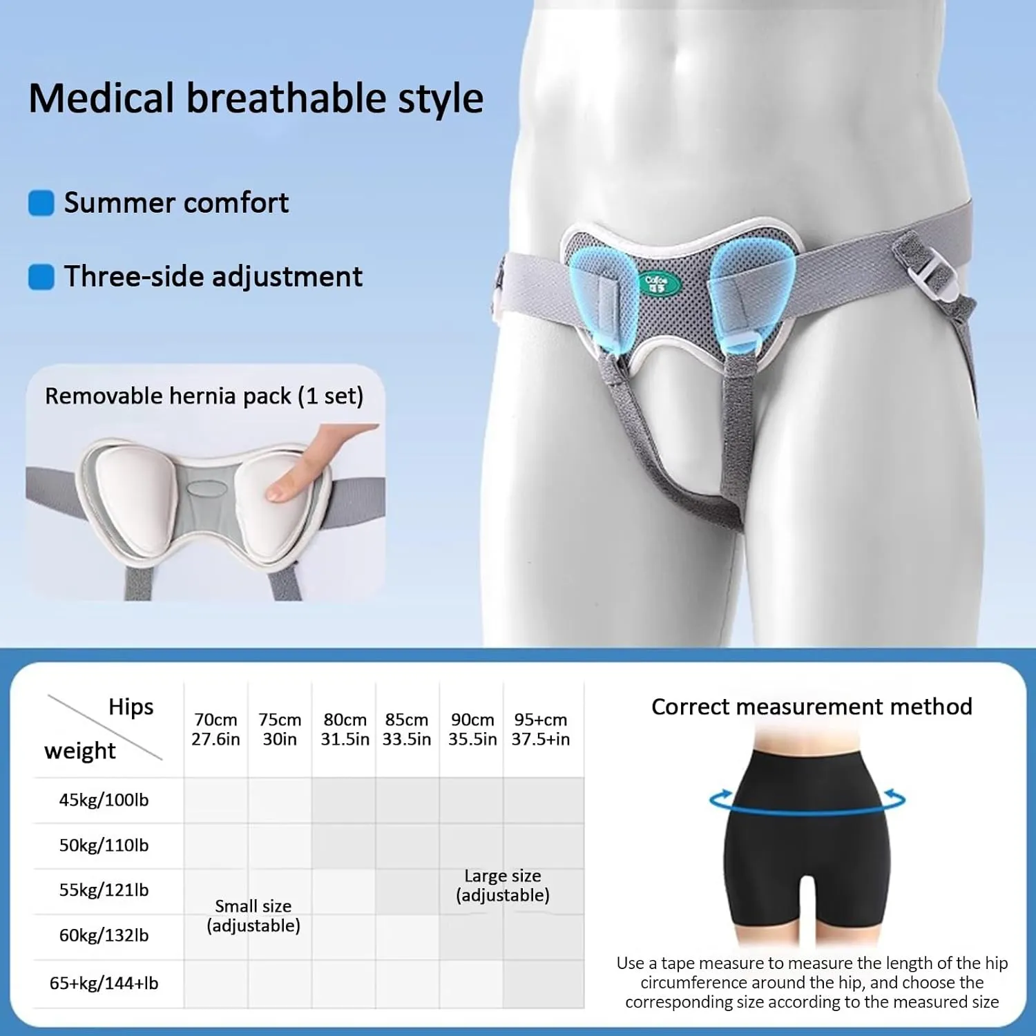 Hernia Belts for Men, Umbilical Hernia Belt, Left or Right Side Hernia Hernia Support Belt, with 4 Pressure Pads Buckle Fixing Suitable for Adults and Seniors(Small)