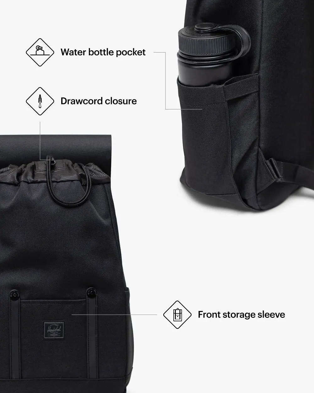 Herschel Supply Co. Retreat Backpack, Black Tonal, Small-17L