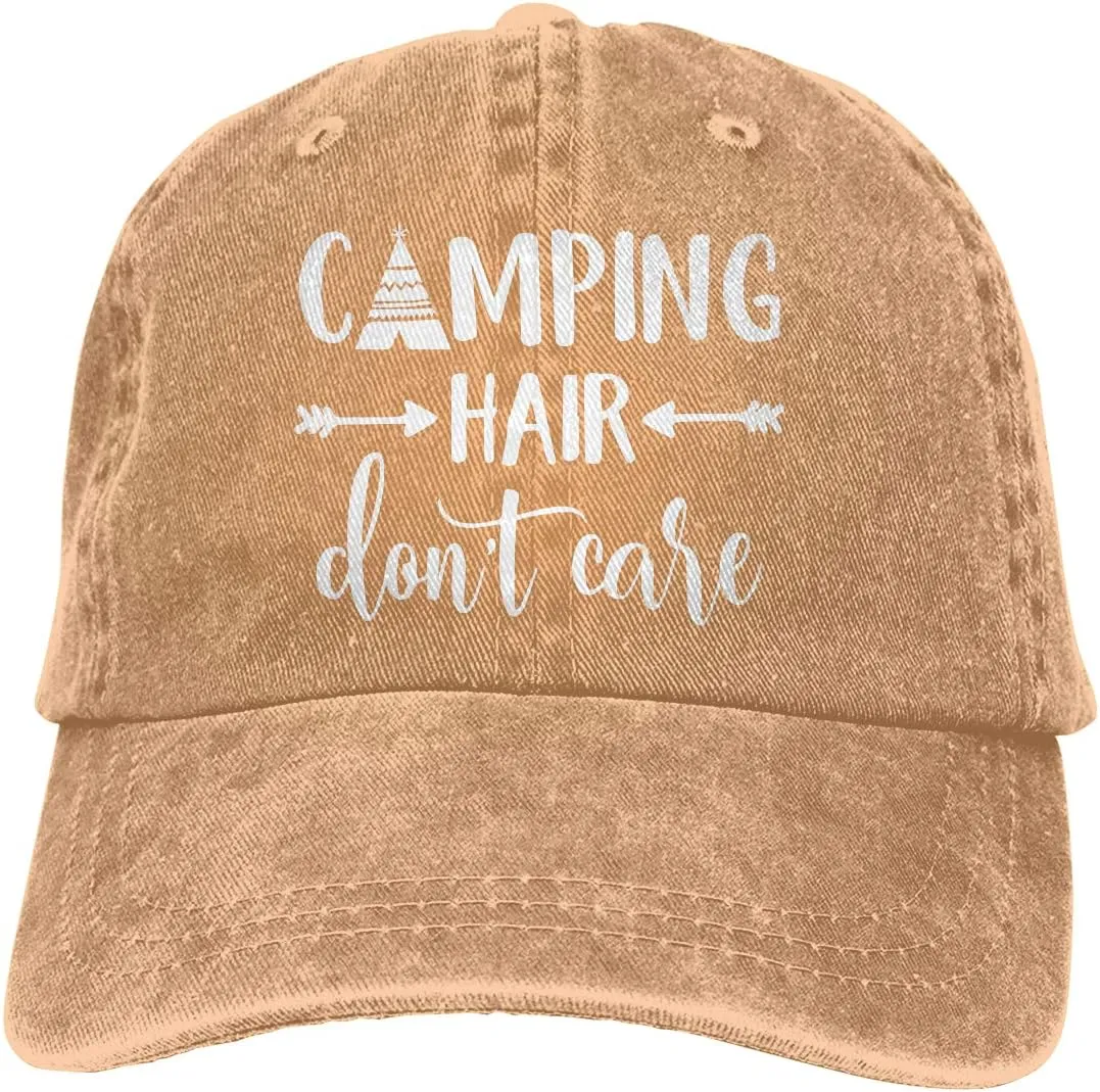 HHNLB Unisex Camping Hair Don t Care 1 Vintage Jeans Baseball Cap Classic Cotton Dad Hat Adjustable Plain Cap