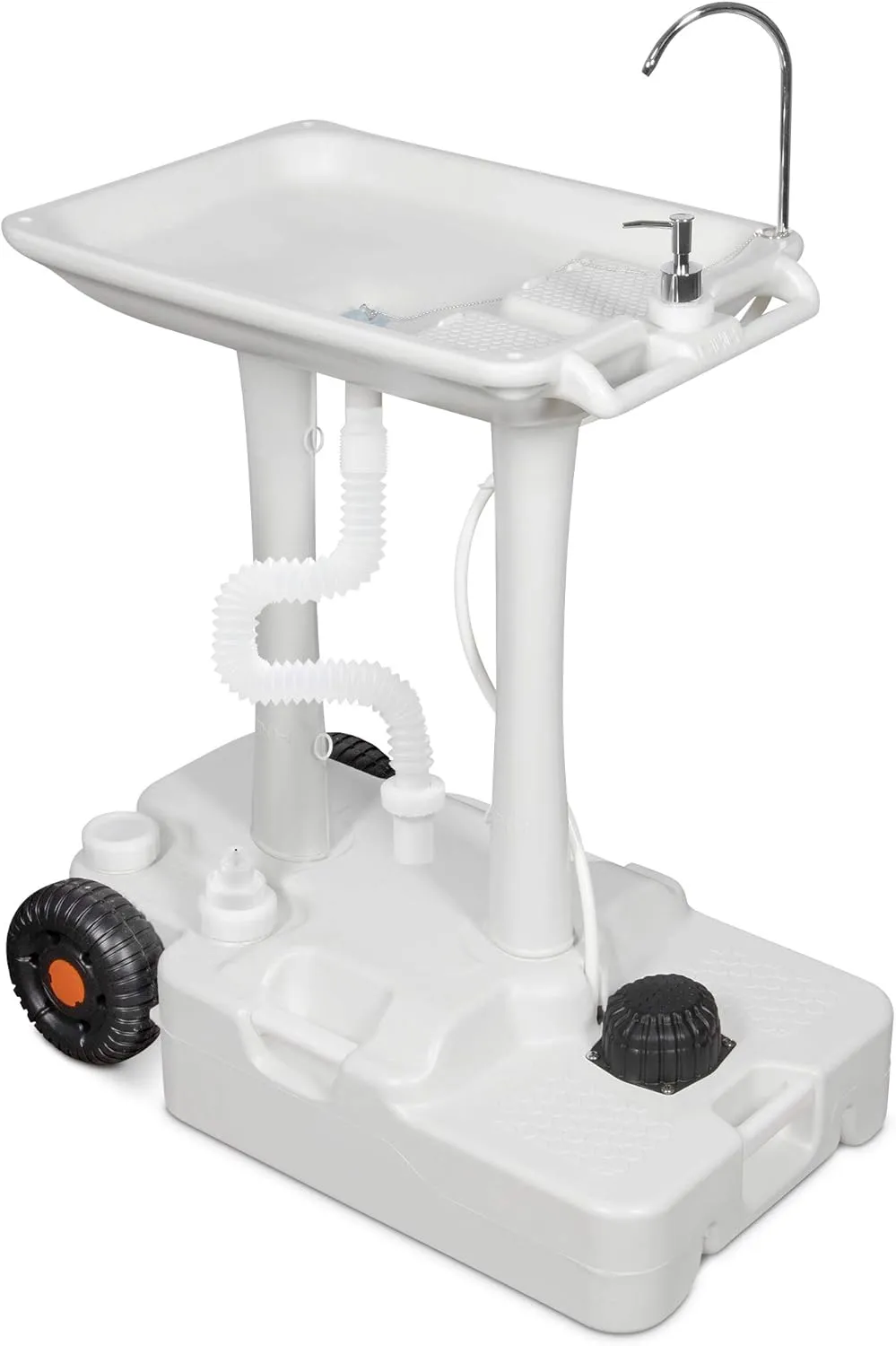 Hike Crew XL Portable Outdoor Foot Pump Camping Sink – Collapsible Hand Wash Basin w/ 7 Gallon (30L) Water Tank, Wheels, Soap Dispenser, Gooseneck Faucet & Towel Holder – for RV, Travel, Worksite