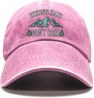 Hiking Hair Don't Care Baseball Cap, Vintage Adjustable Cotton Cap, Birthday Thank You Gifts for Camping Lovers Hiker