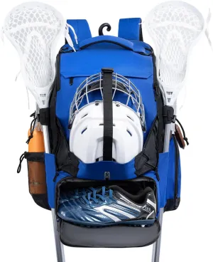 Himal Outdoors Lacrosse Bag with Helmet Storage- Premium Lacrosse Backpack with Two Stick Holder- Extra Large Separate Shoe Compartment-Zipper Pocket & Towel Ring and Padded Shoulder Straps