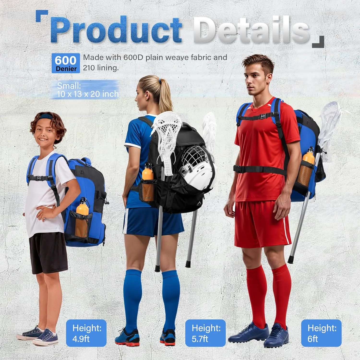 Himal Outdoors Lacrosse Bag with Helmet Storage- Premium Lacrosse Backpack with Two Stick Holder- Extra Large Separate Shoe Compartment-Zipper Pocket & Towel Ring and Padded Shoulder Straps